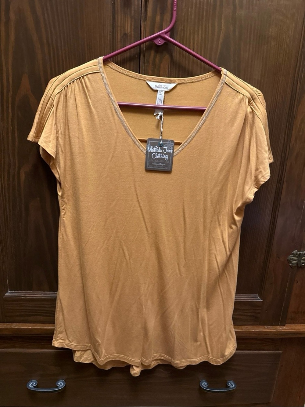 Matilda Jane Short Sleeve V-Neck Top - Mustard Gold